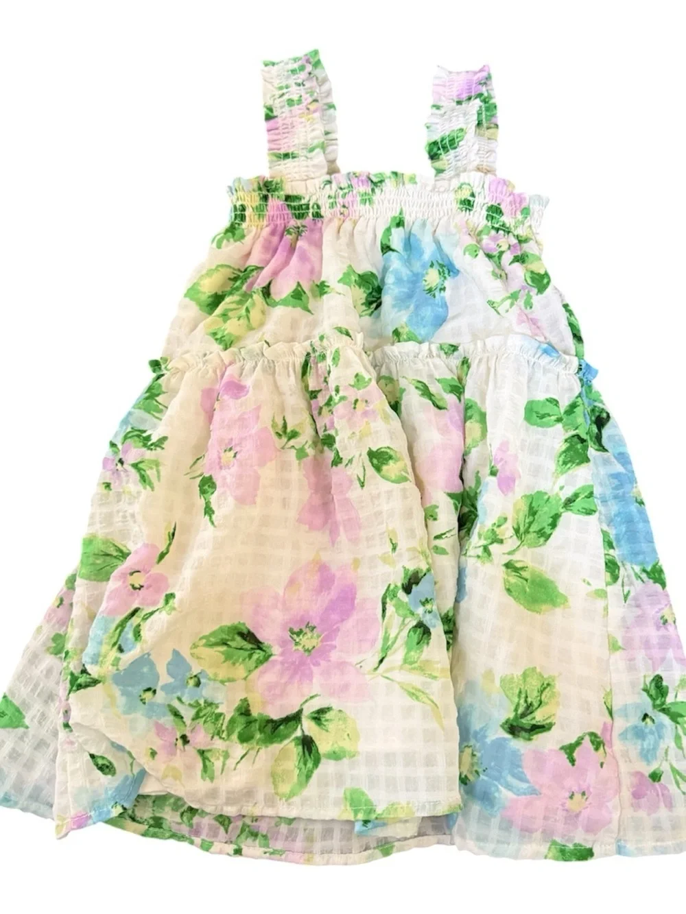 Old Navy White Floral Sundress with Green, Blue, and Pink Accents